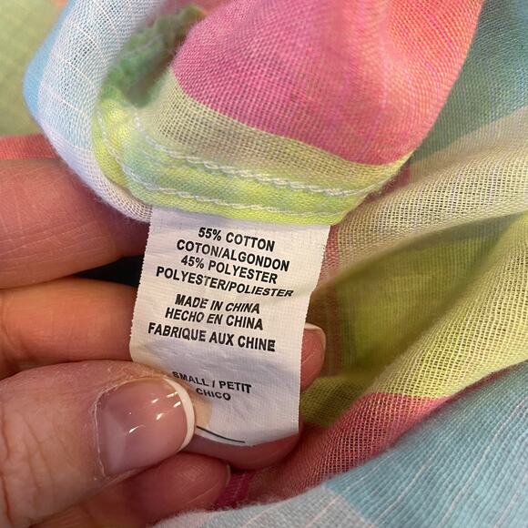 Rails Taylors Gauze Button Down Neon Blouse Sz S - Picture 9 of 11